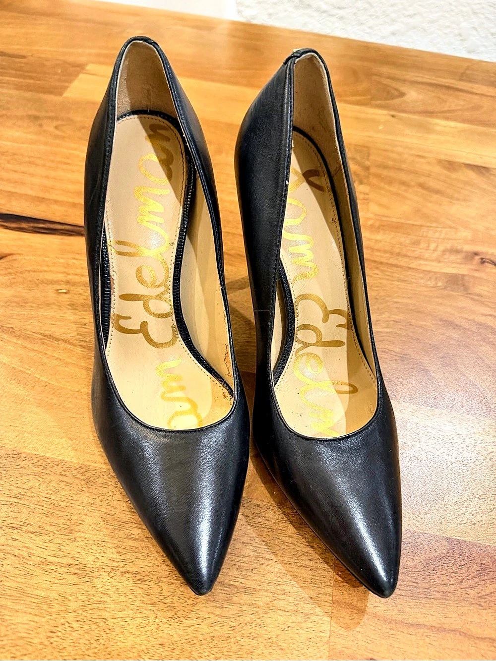 Sam Edelman Hazel Pointed Toe High Heel Pumps in Black Leather US 7M